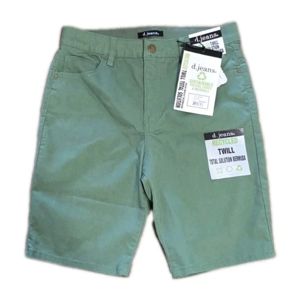 d.jeans Total Solution High Waist Stretch Bermuda shorts Sz. 8 Moss Green